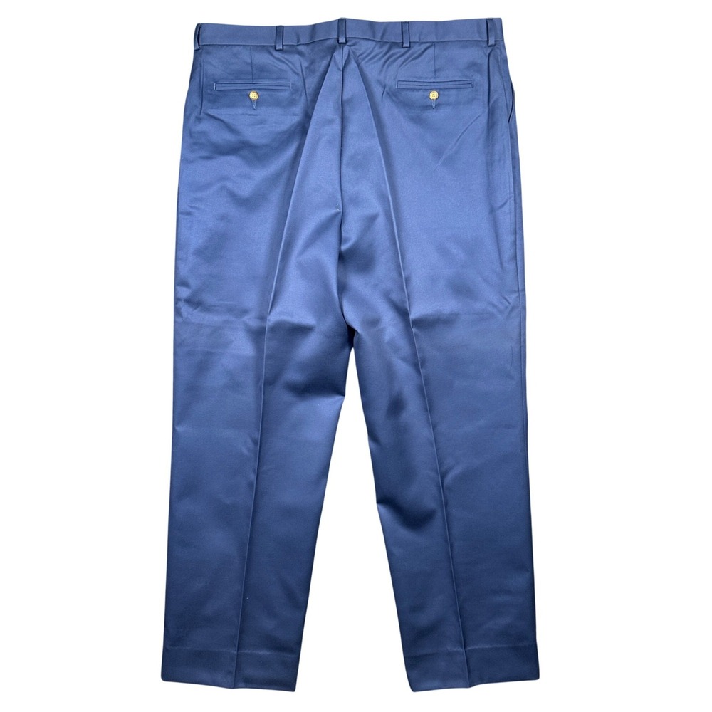 Lands' End Dress Pants Mens 44 Long Blue‎ Pleated Cotton Chinos Trousers - Picture 5 of 9